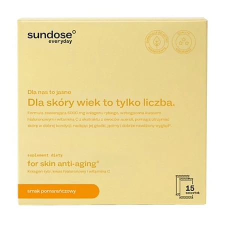 Sundose Everyday For Skin Anti-Aging, powder sachets, orange flavor, 15 pcs.