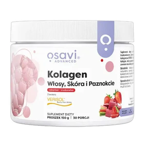 Osavi Collagen Haare, Haut und Nägel, Pulver, Rhabarber-Erdbeer-Geschmack, 150 g