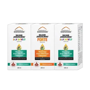Set Bonifrater Produse Jerusalem Balm pentru copii, sirop, 200 ml x 2 buc. + Jerusalem Balm Forte, lichid, 200 ml