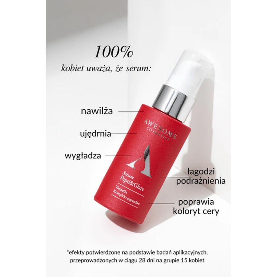 Awesome Cosmetics Pepti &amp; Glare, peptide face serum, 30 ml