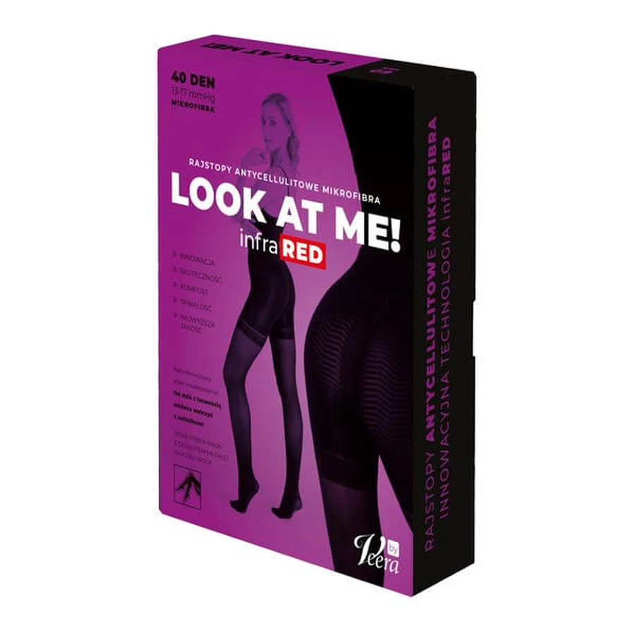 Look At Me! by Veera, colanți anti-celulită cu microfibră, culoare negru, mărimea M, 1 buc.