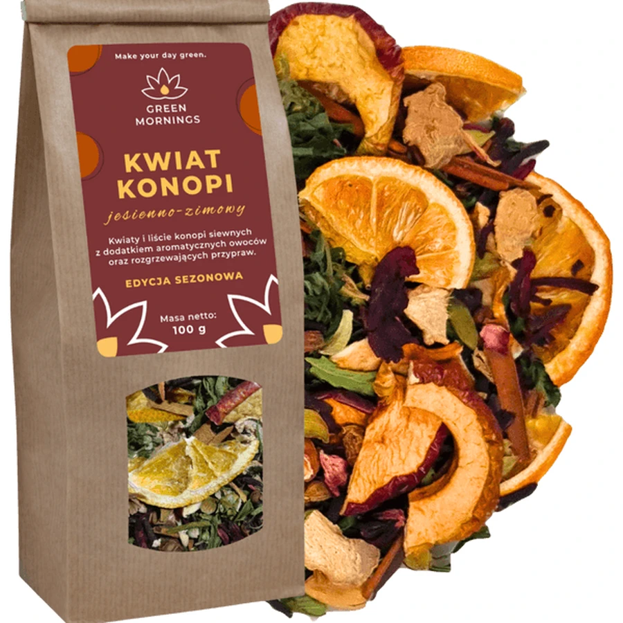 Green Mornings, Hanfblüte, Herbst/Winter, Gewürz-Hanfsamen-Tee, 100 g