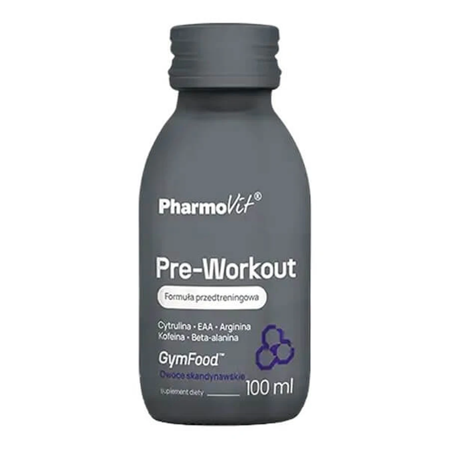 Pharmovit GymFood Pre-Workout, lichid, aromă de fructe scandinave, 100 ml