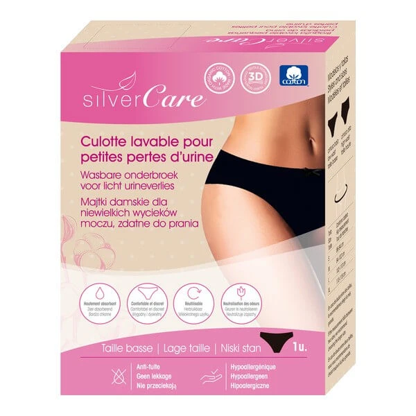 Silver Care, Damenunterwäsche für leichte Inkontinenz, niedrige Leibhöhe, S, schwarz, 1 Stk