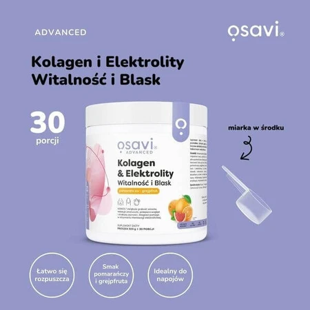 Osavi Collagen &amp; Elektrolyte Vitalität und Glanz, Pulver, Orange-Grapefruit-Geschmack, 390 g