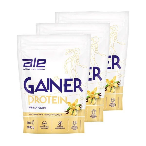 Satz von 3 x ALE Gainer Protein Vanille-Geschmack