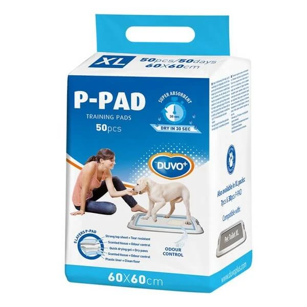 Duvoplus P-Pad, hochsaugfähige Trainingsunterlagen für Hunde, XL, 60x60 cm, 50 Stück