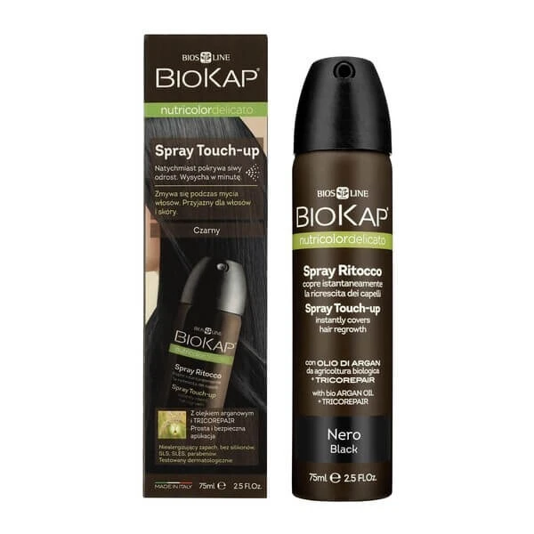 Biokap Nutricolor Delicato Spray Touch Up, Auffrischungsspray für den Haaransatz, schwarz, 75 ml