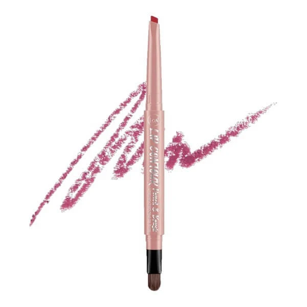 J.Cat Beauty Lip Contour Pencil & Brush, automatischer Lipliner mit Pinsel 208 Rose Mauve, 0,22 g