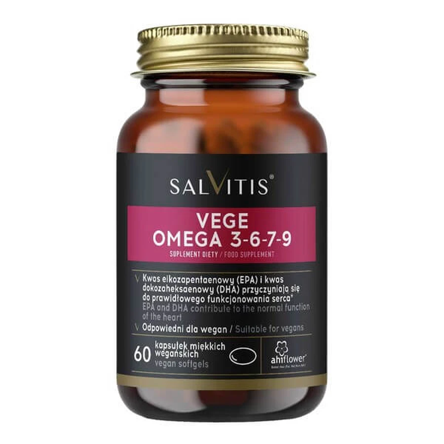 Salvitis Vege Omega 3-6-7-9, Kapseln, 60 Stück.