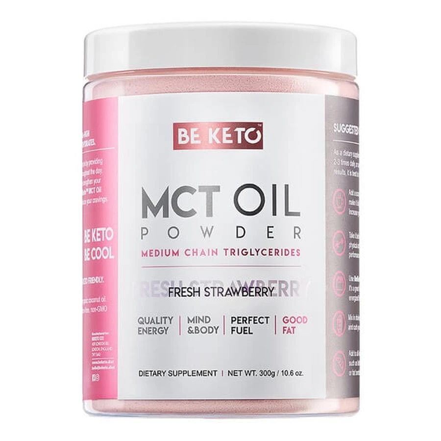 BeKeto, pulbere de ulei MCT, căpșuni proaspete, 300 g