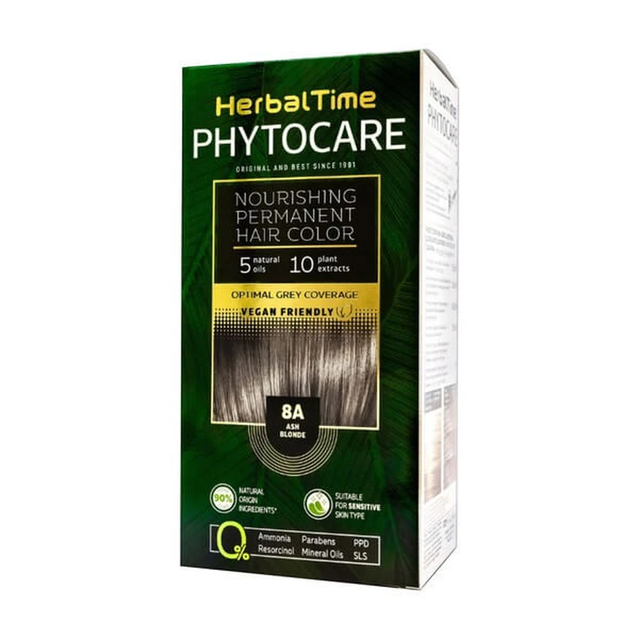 Herbal Time Phytocare, tintura per capelli 8A, biondo cenere, 130 ml