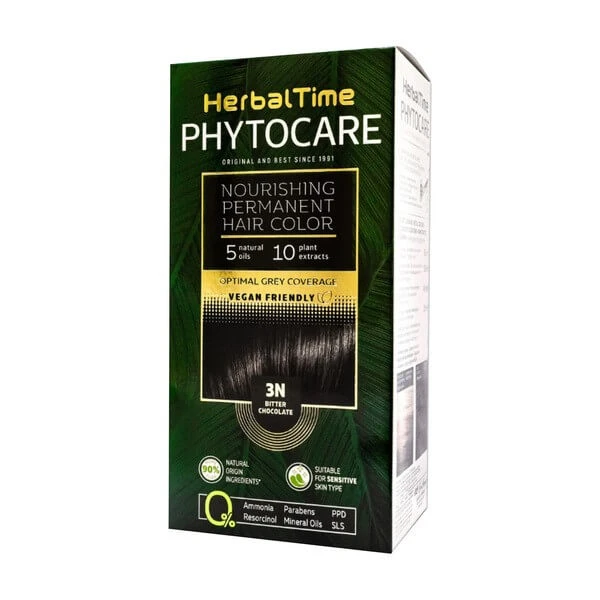 Herbal Time Phytocare, Haarfärbemittel 3N, Bitterschokolade, 130 ml