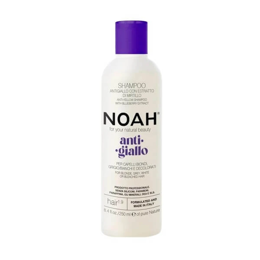 NOAH Anti-Yellow, șampon pentru neutralizarea tonurilor galbene cu extract de fructe de pădure pentru păr blond, gri, alb sau decolorat, 250 ml