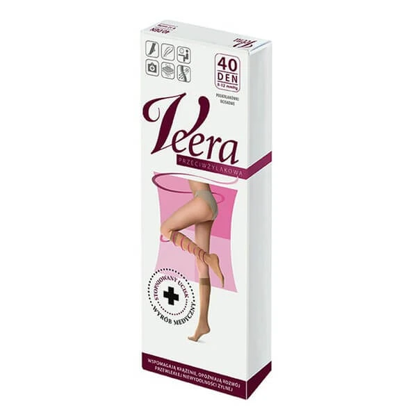 Veera Anti-Hyperhidrosis, Kompressionskniestrümpfe, 40 DEN, Safari, Größe 3/4 (39-41)