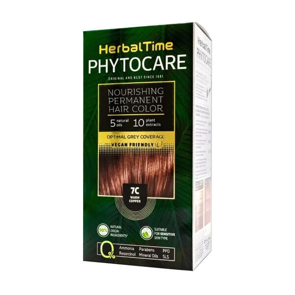 Herbal Time Phytocare, Haarfärbemittel 7C, warmes Kupfer, 130 ml