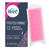 Veet Easy-Gel, Wachs-Haarentfernungspflaster für normale Haut, 12 Stück.