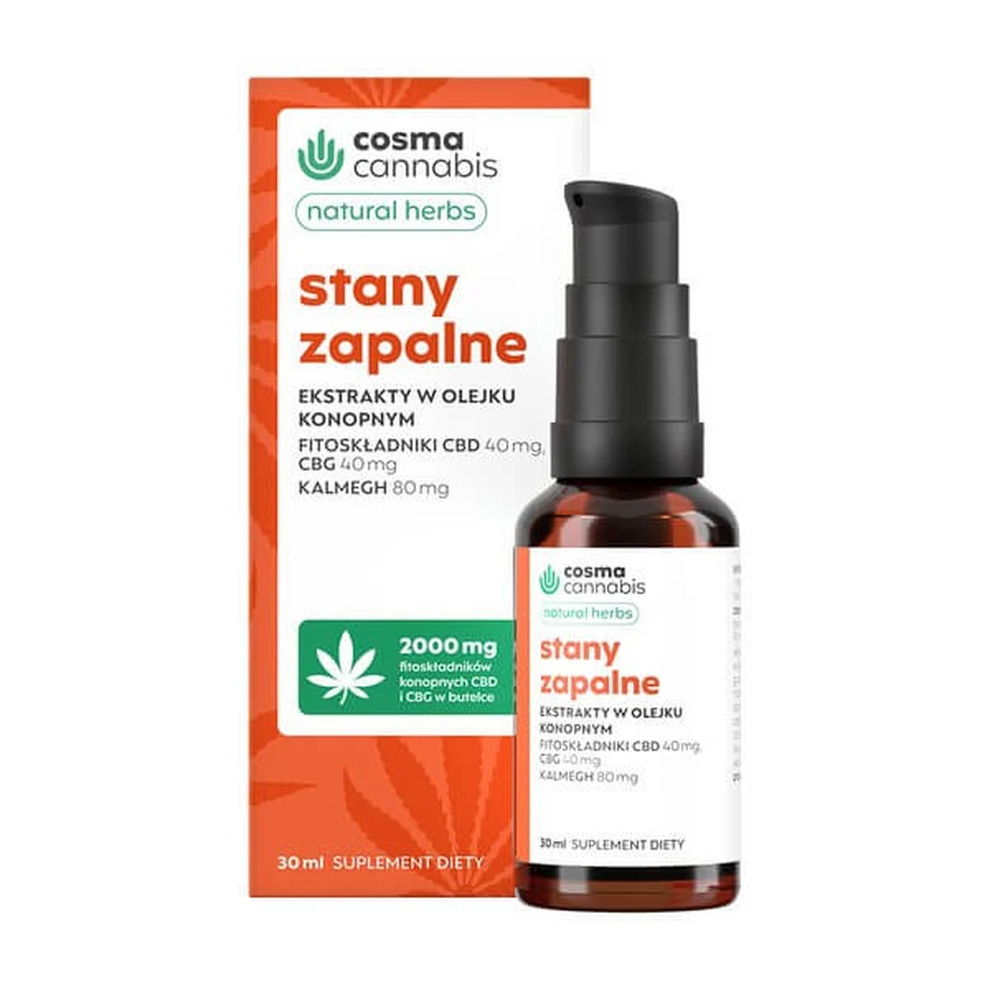 Cosma Cannabis Hierbas Naturales, Afecciones inflamatorias, aceite en gotas, 30 ml