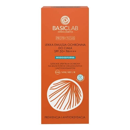 BasicLab Protecticus, emulsie protectoare ușoară pentru corp SPF 50+ PA++++, 100 ml