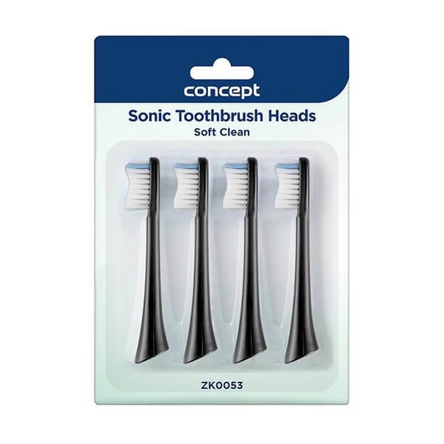 Concept Soft Clean, vârfuri pentru periuța de dinți sonică seria ZK500x, negru, 4 buc.