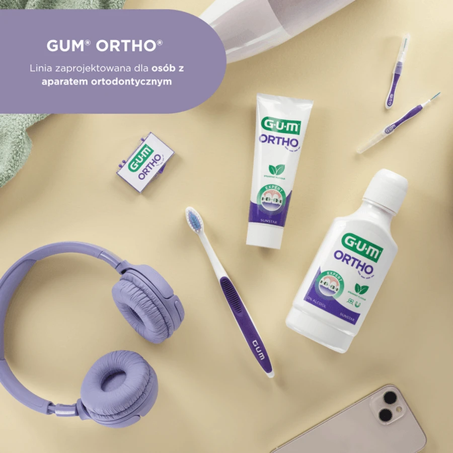 Gum Ortho, płyn do płukania ust dla osób z aparatem ortodontycznym, 300 ml: ceny i cechy