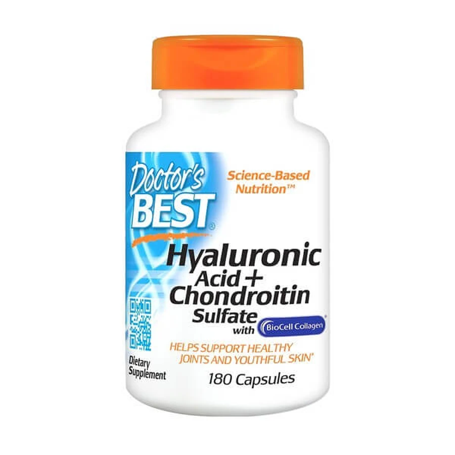 Doctor's Best Acid hialuronic + sulfat de condroitină cu colagen BioCell, capsule, 180 buc.