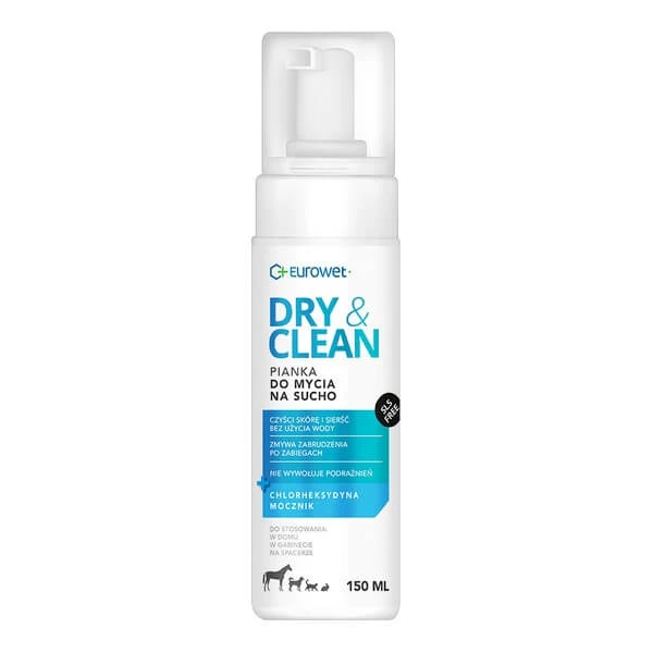 Eurowet Dry&Clean, trockener Reinigungsschaum für Hunde, Katzen und andere Tiere, 150 ml