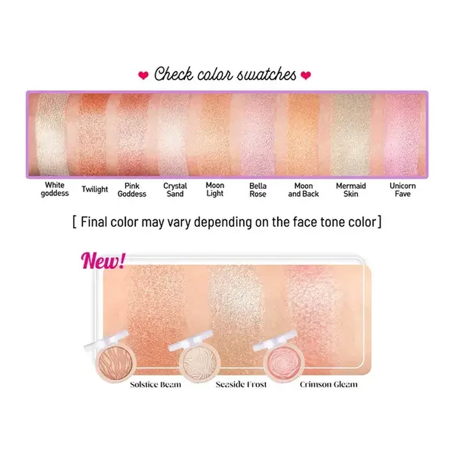 J.Cat Beauty, You Glow Girl, Gebackener Highlighter für Gesicht und Körper, 109 Unicorn Fave, 8,5 g