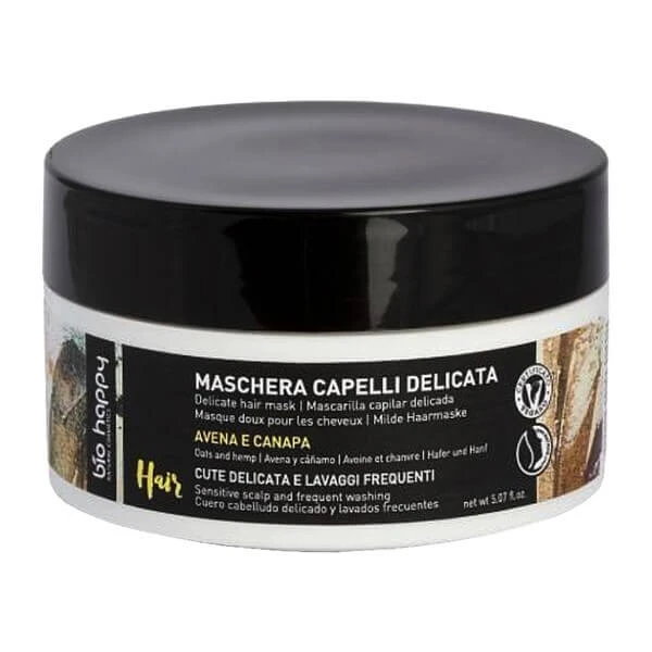 Bio Happy, feuchtigkeitsspendende Haarmaske Hafer und Hanf, 150 ml