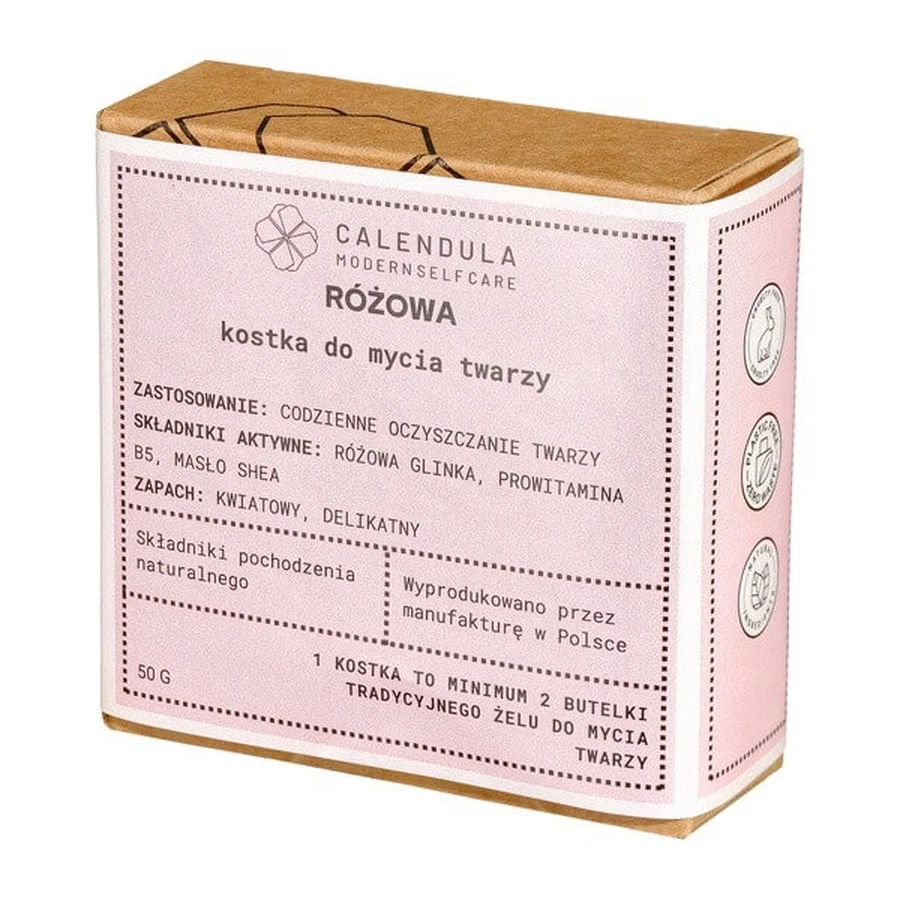 Calendula Modern Self Care, pain de toilette rose, 60 g