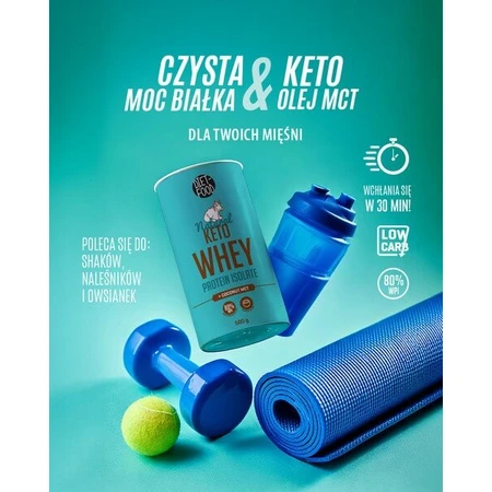 Diet-Food, Keto Whey Protein Isolate, proteine din zer cu ulei de nucă de cocos MCT, 500 g