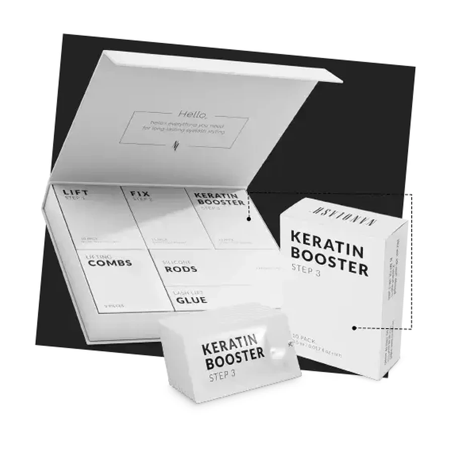Nanolash Keratin Booster - Etapa 3, balsam de keratină pentru ridicarea și laminarea genelor, 0,5 ml x 10