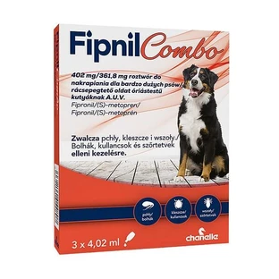 Fipnil Combo 402 mg / 361,8 mg, solución desmanchante para perros muy grandes, 3 x 4,02 ml