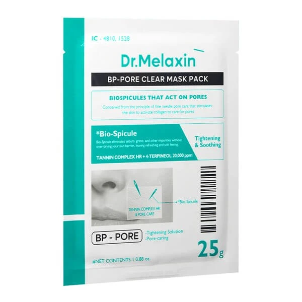 Dr.Melaxin BP Pore Clear Mask Pack, Reinigungsmaske für die Haut mit sichtbaren Poren, 5 x 25 g