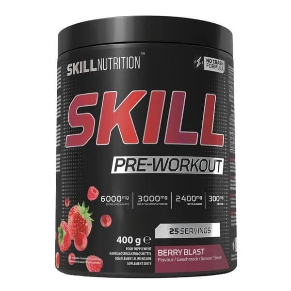 Skill Nutrition Skill Pre-Workout, Pulver, Geschmacksrichtung Beerenexplosion, 400 g