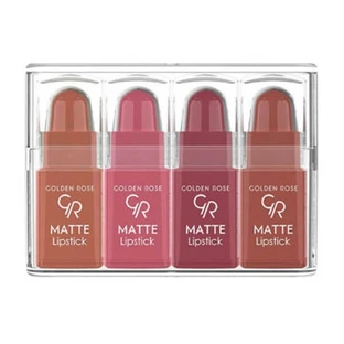 Ruj mat Golden Rose, set de 4 mini rujuri mate, nr. 01, 4 g