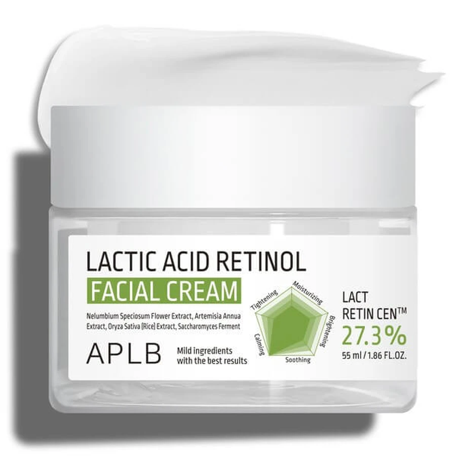 APLB Lactic Acid Retinol Facial Cream, Erneuerungscreme mit Milchsäure und Retinol, 55 ml