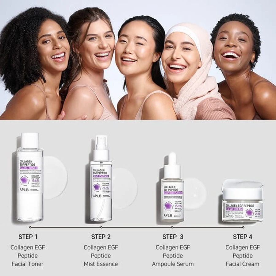 APLB Collagen EGF Peptide Mist Essence, brume-essence pour le visage à base de collagène et de peptides EGF, 105 ml.