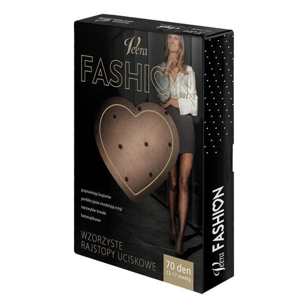 Veera Fashion, gemusterte Strumpfhose, 70 DEN, schwarz mit Punkten, Größe L