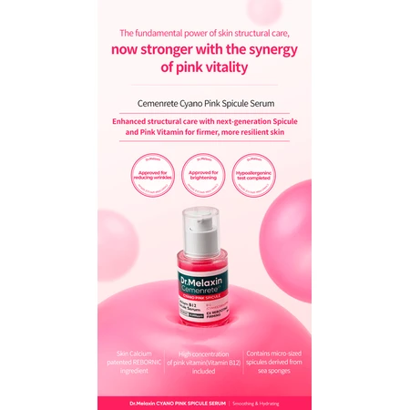 Dr.Melaxin Cemenrete Cyano Pink Spicule Serum, regenerierendes Serum mit Spicules und Vitamin B12, 30 ml