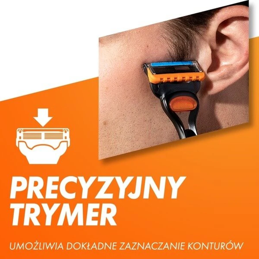 Set Gillette, aparat de ras Fusion5 + Fusion, gel de ras pentru piele sensibilă, 200 ml