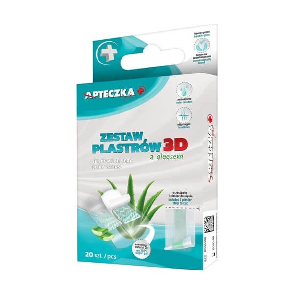 First Aid Kit Plus, 3D-Pflasterset mit Aloe Vera, 20 Stück
