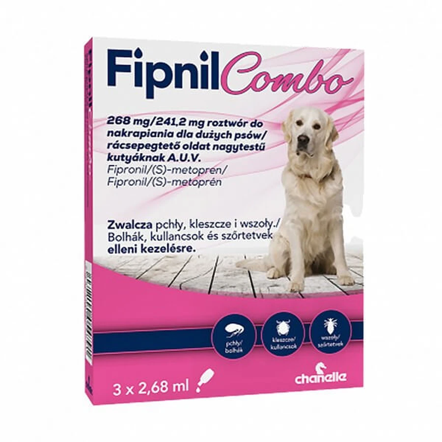 Fipnil Combo 269 mg / 241,2 mg, solution de spotting pour petits chiens, 3 x 2,68 ml