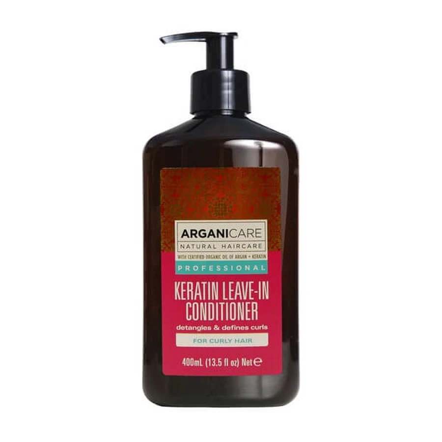 Arganicare Natural Haircare, Balsam leave-in pentru păr creț cu keratină, 400 ml