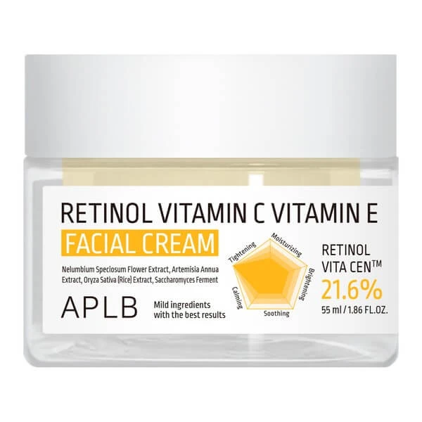 APLB Retinol Vitamin C Vitamin E Gesichtscreme, Anti-Aging-Creme mit Retinol und den Vitaminen C und E, 55 ml