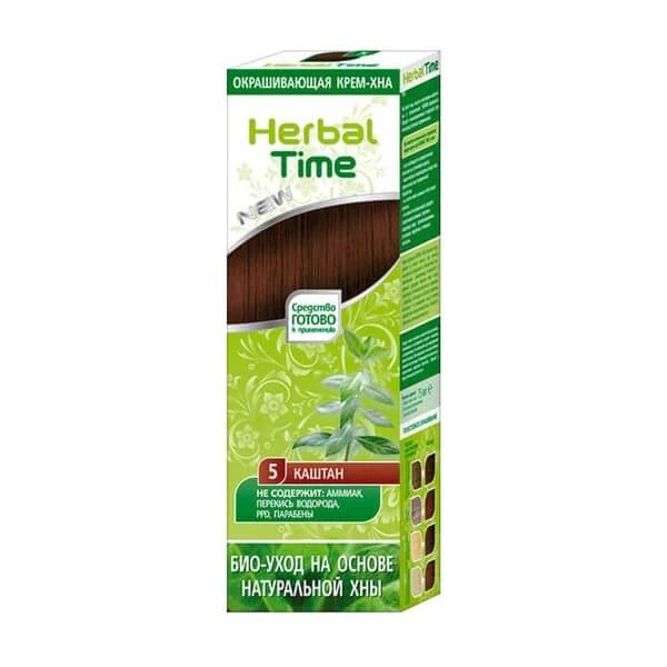 Herbal Time, Naturhaar-Henna, Nr. 05 Kastanie, 75 ml