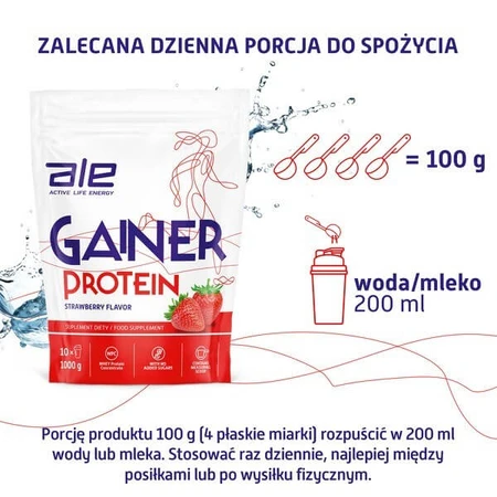 Lot de 3 x ALE Gainer Protéines Goût Fraise