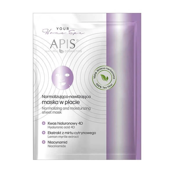 Apis Your Home Spa, normalisierende und feuchtigkeitsspendende Maske in einem Blatt, 20 g