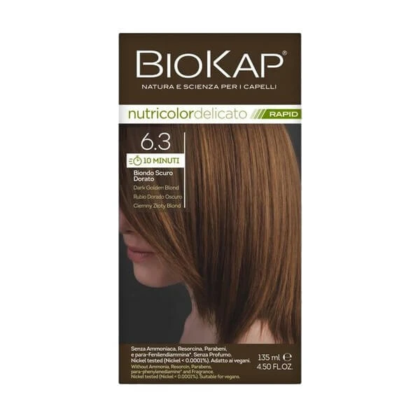 Biokap Nutricolor Delicato Rapid, Haarfärbemittel 6.3 dunkel goldblond, 135 ml