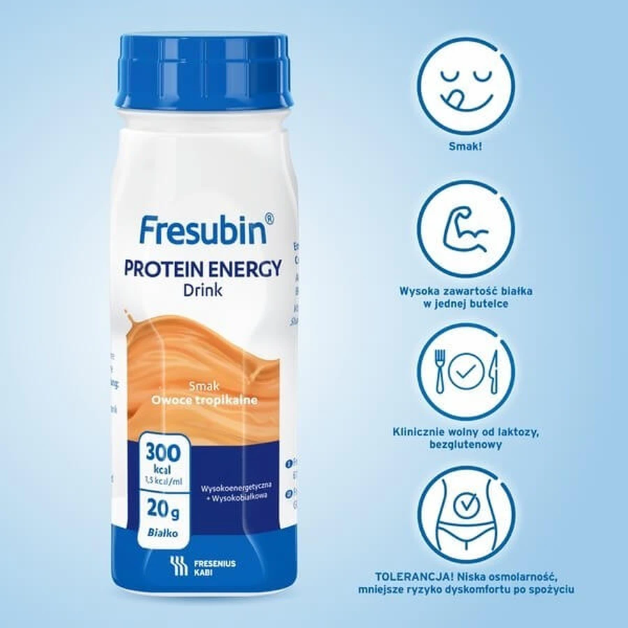Boisson énergisante protéinée MIX Fresubin 16 x 200 ml (saveurs fraise et fruits tropicaux)